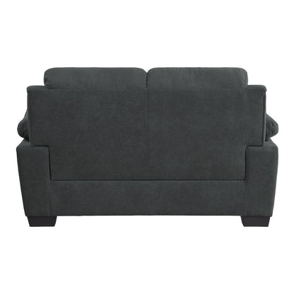 Holleman Textured Fabric Love Seat In Dark Gray