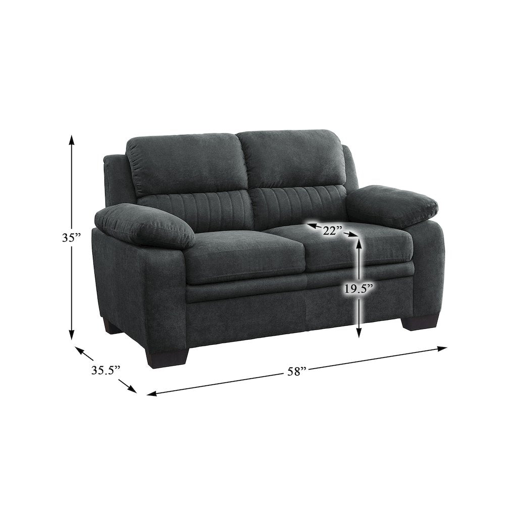 Holleman Textured Fabric Love Seat In Dark Gray