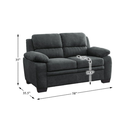 Holleman Textured Fabric Love Seat In Dark Gray