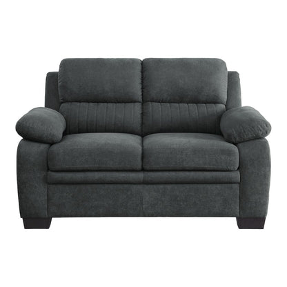 Holleman Textured Fabric Love Seat In Dark Gray
