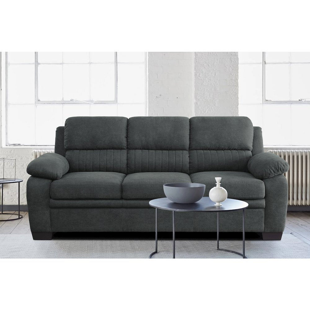Holleman Textured Fabric Sofa In Dark Gray