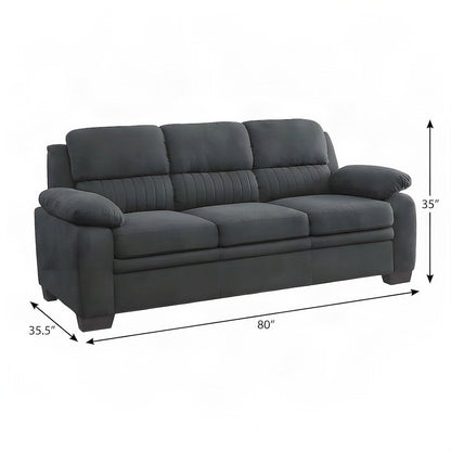 Holleman Textured Fabric Sofa with Track Arms and Tight Back, Dark Gray