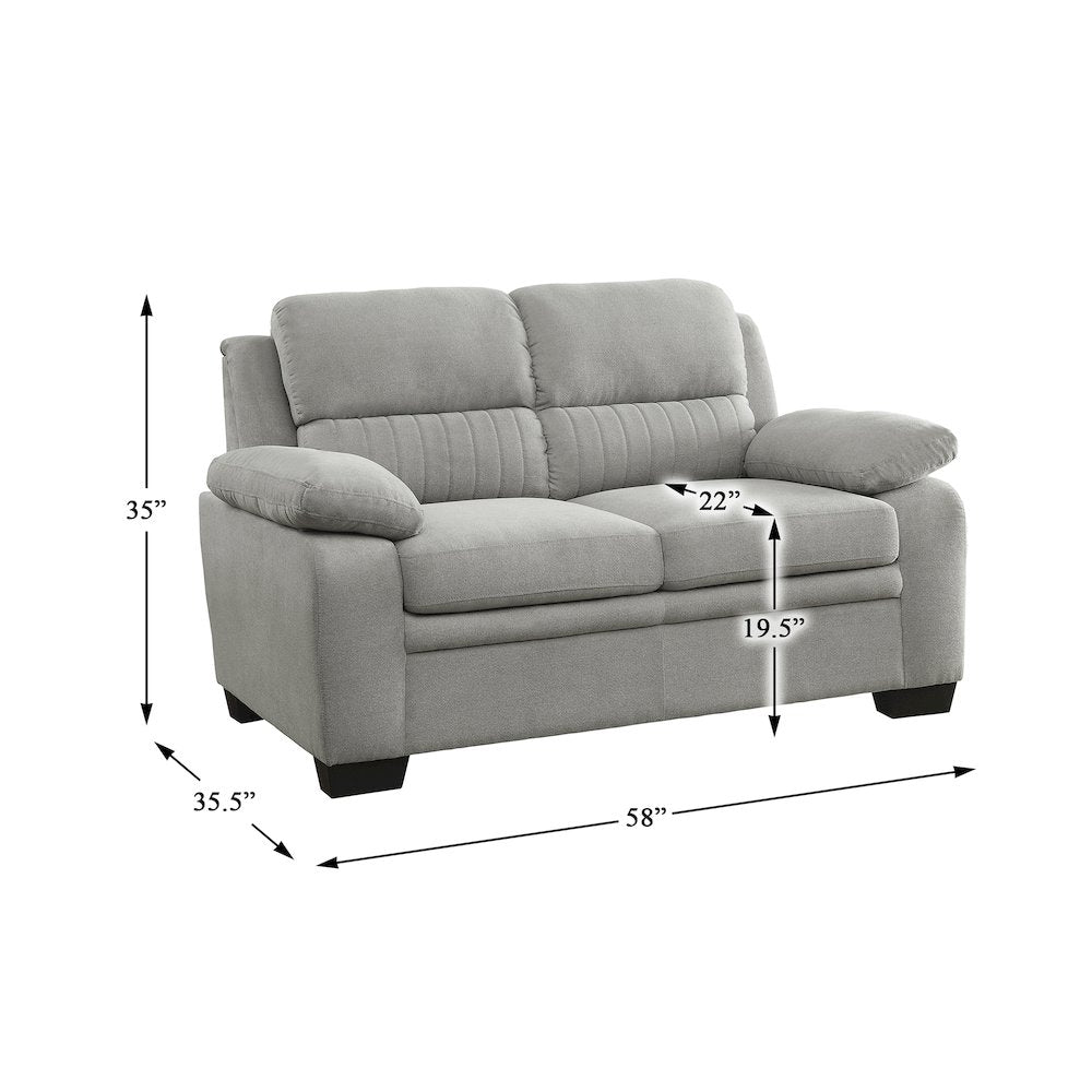 Holleman Textured Fabric Love Seat In Gray