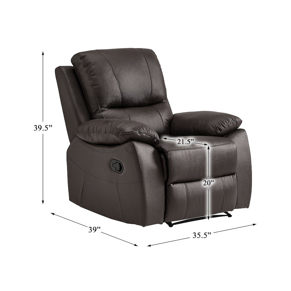 Dawson Faux Leather Reclining Chair In Brown
