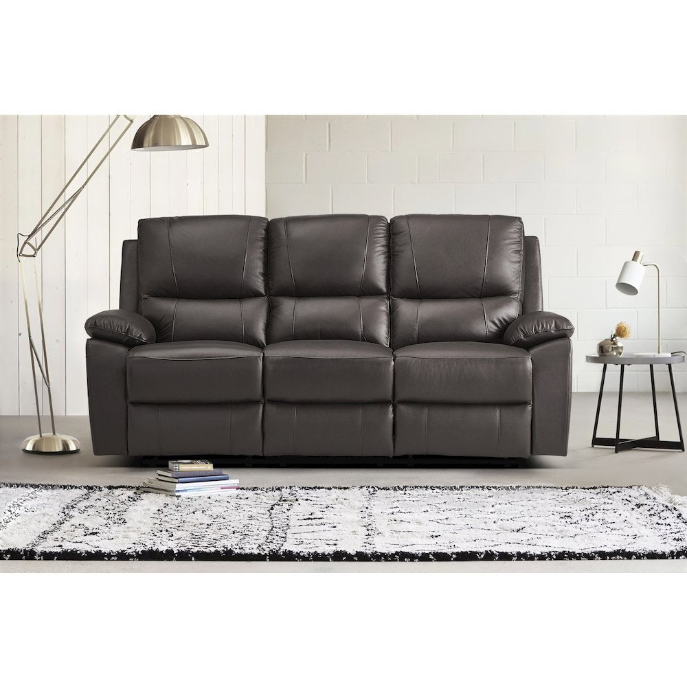 Dawson Faux Leather Double Reclining Sofa In Brown