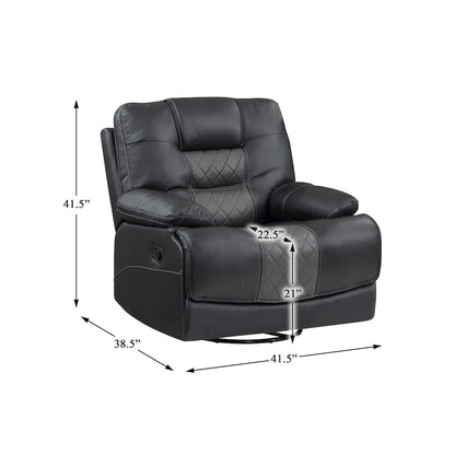 Fabian Faux Leather Swivel Glider Reclining Chair In Gray