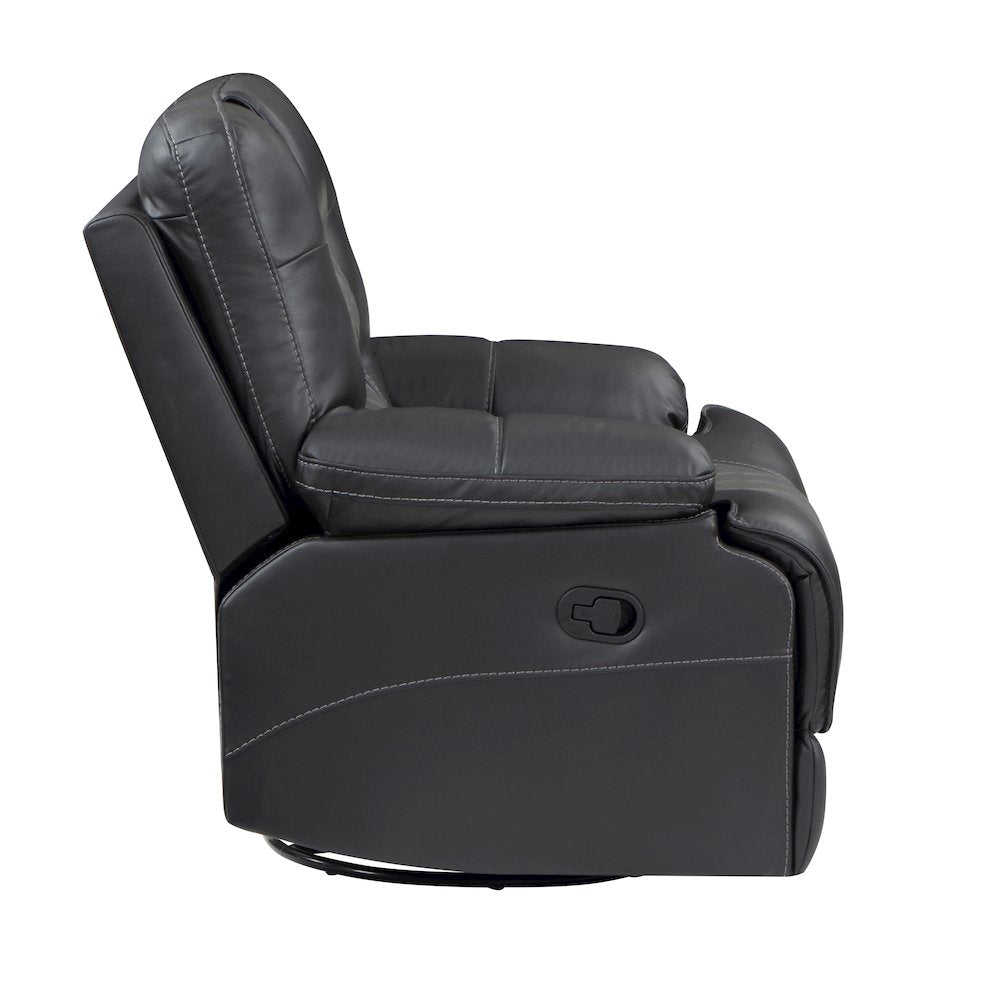 Fabian Faux Leather Swivel Glider Reclining Chair In Gray