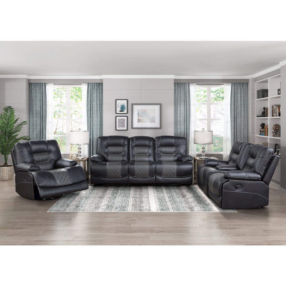 Fabian Faux Leather Double Glider Reclining Love Seat In Gray
