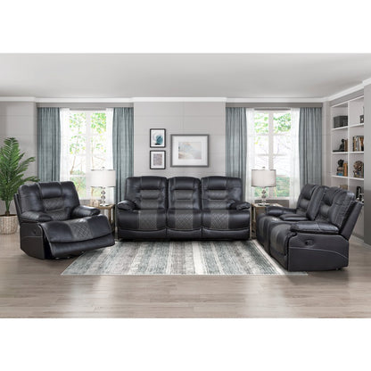 Fabian Faux Leather Double Glider Reclining Love Seat In Gray