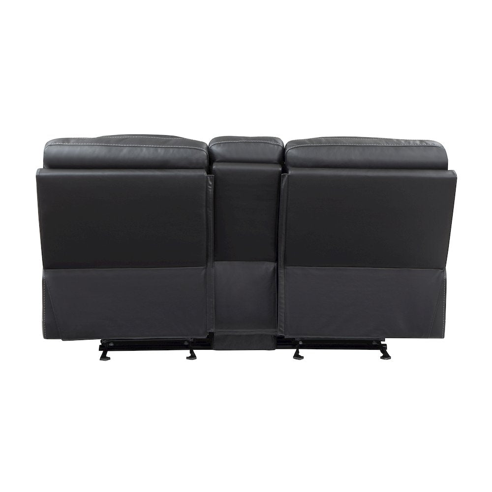 Fabian Faux Leather Double Glider Reclining Love Seat In Gray