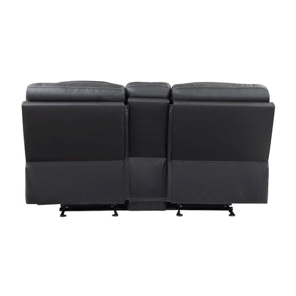 Fabian Faux Leather Double Glider Reclining Love Seat In Gray