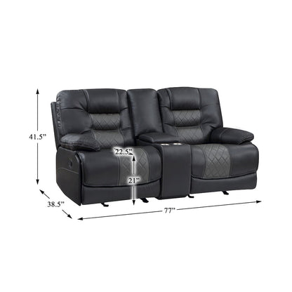 Fabian Faux Leather Double Glider Reclining Love Seat In Gray
