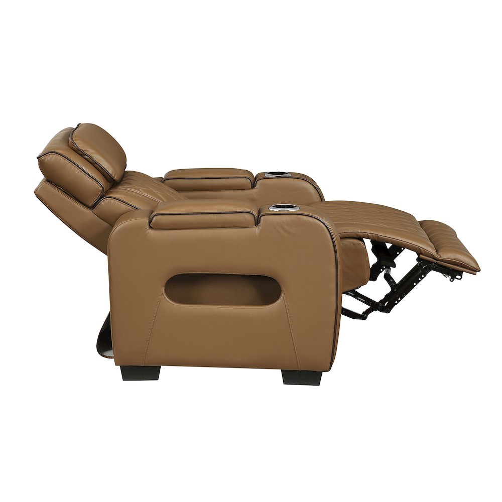 Fairway Faux Leather Power Reclining Chair with Power Headrest in Brown