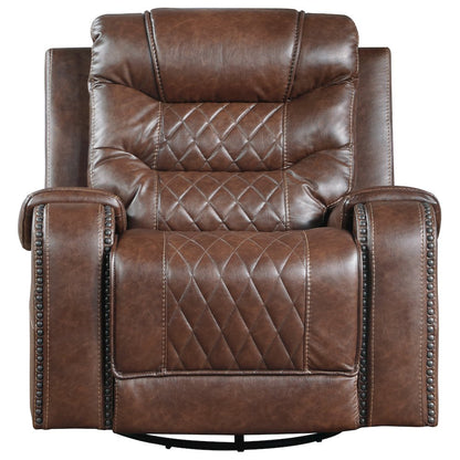 Putnam Faux Leather Swivel Glider Reclining Chair In Brown