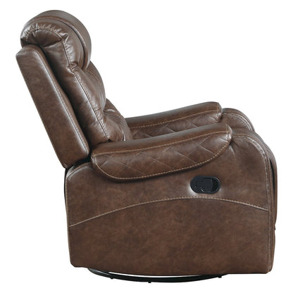 Putnam Faux Leather Swivel Glider Reclining Chair In Brown