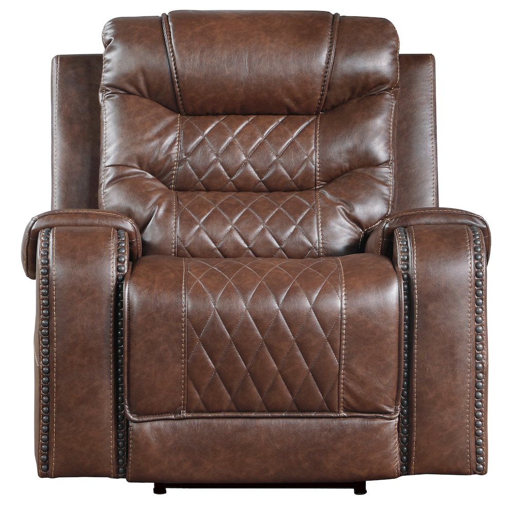 Putnam Faux Leather Swivel Glider Reclining Chair In Brown
