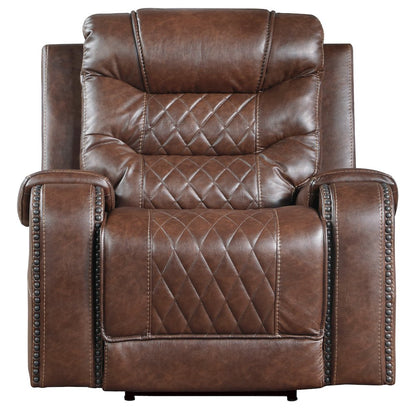 Putnam Faux Leather Swivel Glider Reclining Chair In Brown