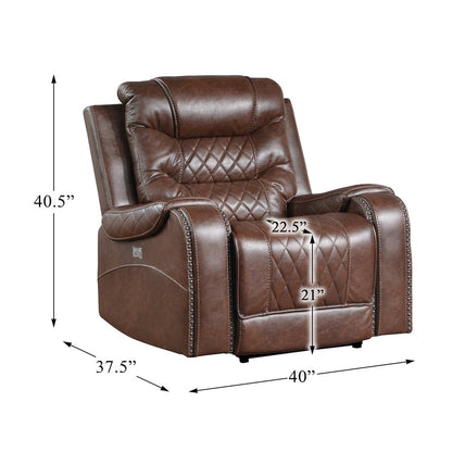 Putnam Faux Leather Swivel Glider Reclining Chair In Brown