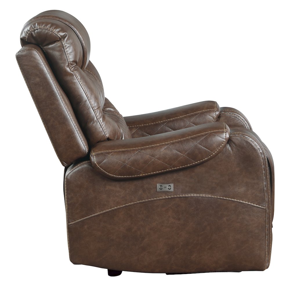 Putnam Faux Leather Swivel Glider Reclining Chair In Brown