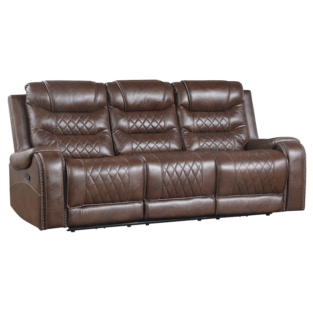 Putnam Faux Leather Double Reclining Sofa In Brown