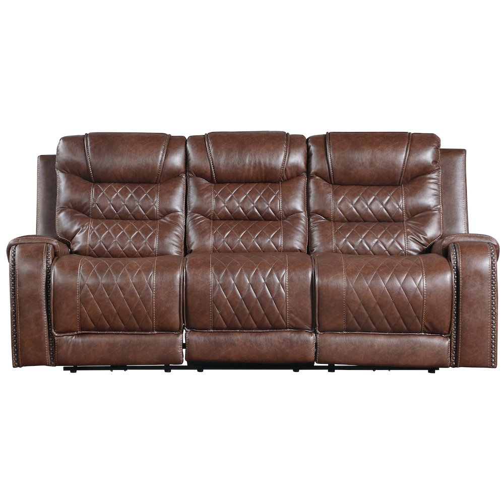 Putnam Faux Leather Double Reclining Sofa In Brown