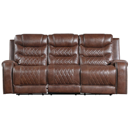Putnam Faux Leather Double Reclining Sofa In Brown