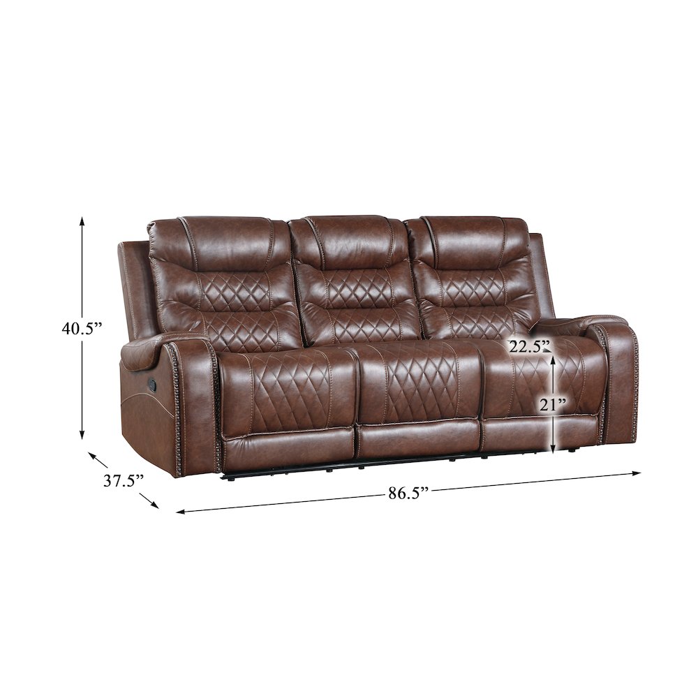 Putnam Faux Leather Double Reclining Sofa In Brown