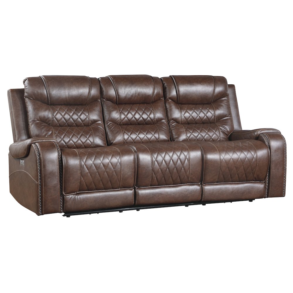 Putnam Faux Leather Double Reclining Sofa In Brown
