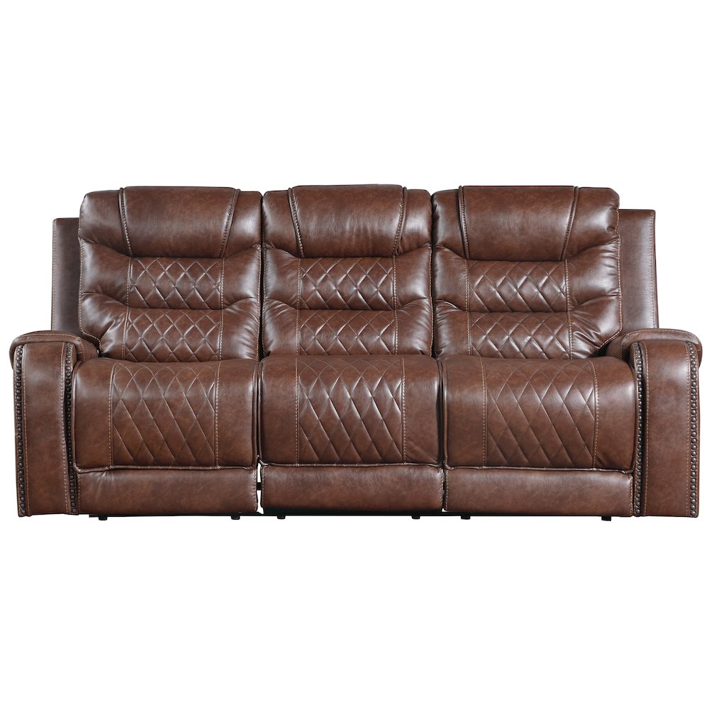Putnam Faux Leather Double Reclining Sofa In Brown