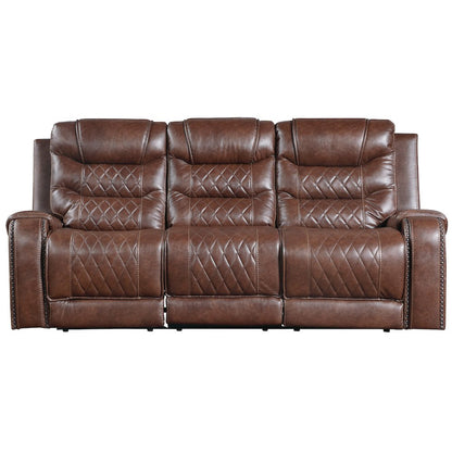 Putnam Faux Leather Double Reclining Sofa In Brown