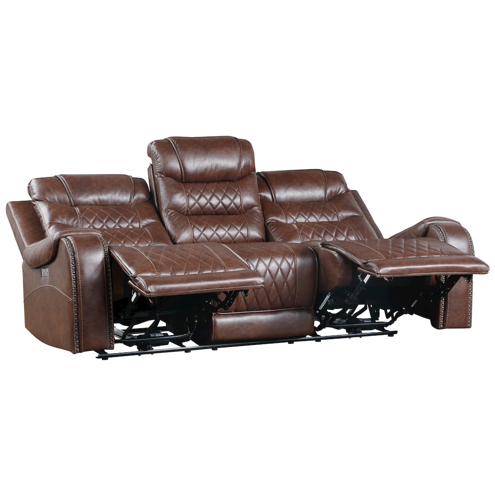 Putnam Faux Leather Double Reclining Sofa In Brown