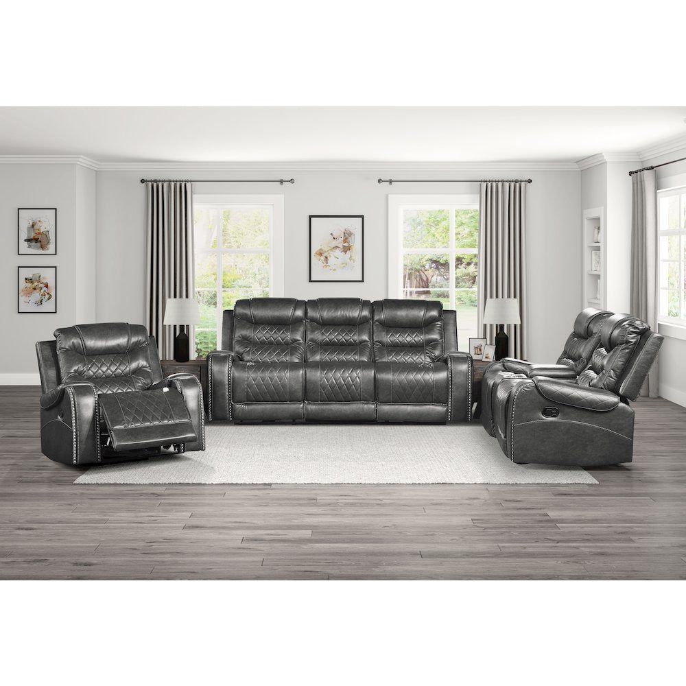 Putnam Faux Leather Swivel Glider Reclining Chair In Gray