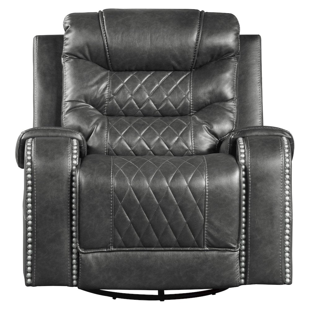 Putnam Faux Leather Swivel Glider Reclining Chair In Gray