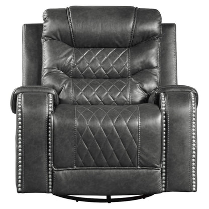 Putnam Faux Leather Swivel Glider Reclining Chair In Gray