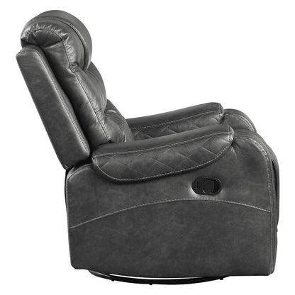 Putnam Faux Leather Swivel Glider Reclining Chair In Gray