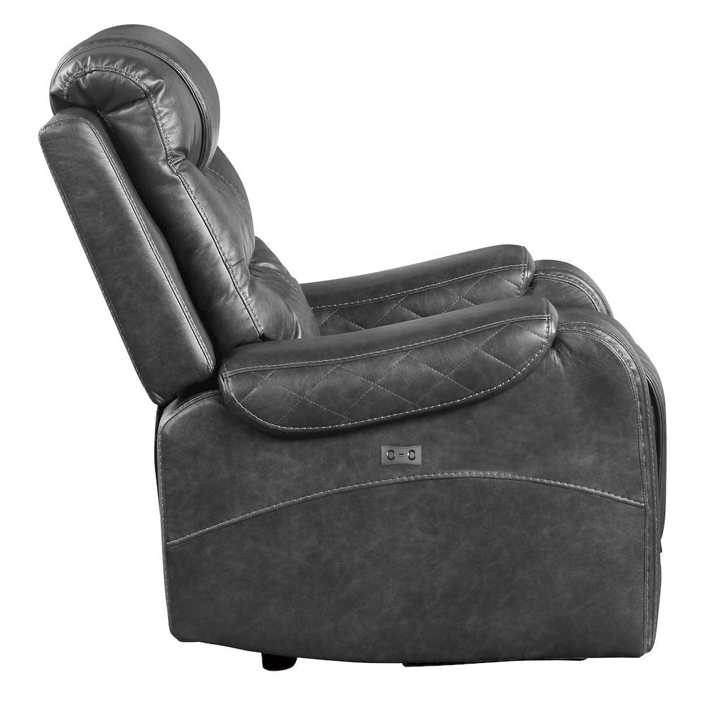 Putnam Faux Leather Swivel Glider Reclining Chair In Gray
