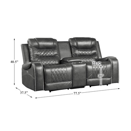 Putnam Faux Leather Double Glider Reclining Loveseat In Gray