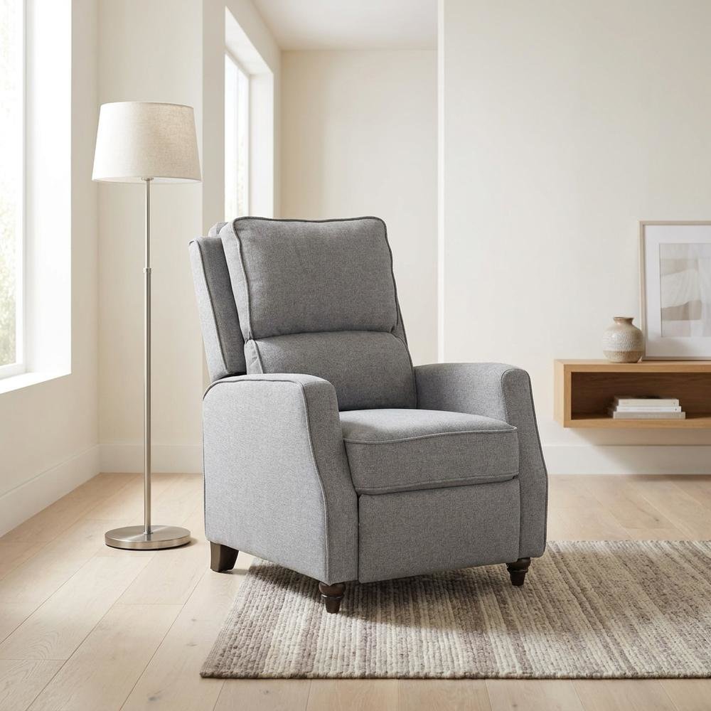 Textured Pushback Manual Recliner Chair for Living Room or Bedroom, Gray