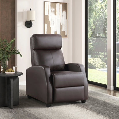 Lexicon Greenfield Faux Leather Push back Recliner in Dark Brown
