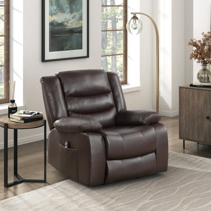Lexicon Carson Faux Leather Power Lift Chair in Dark Brown