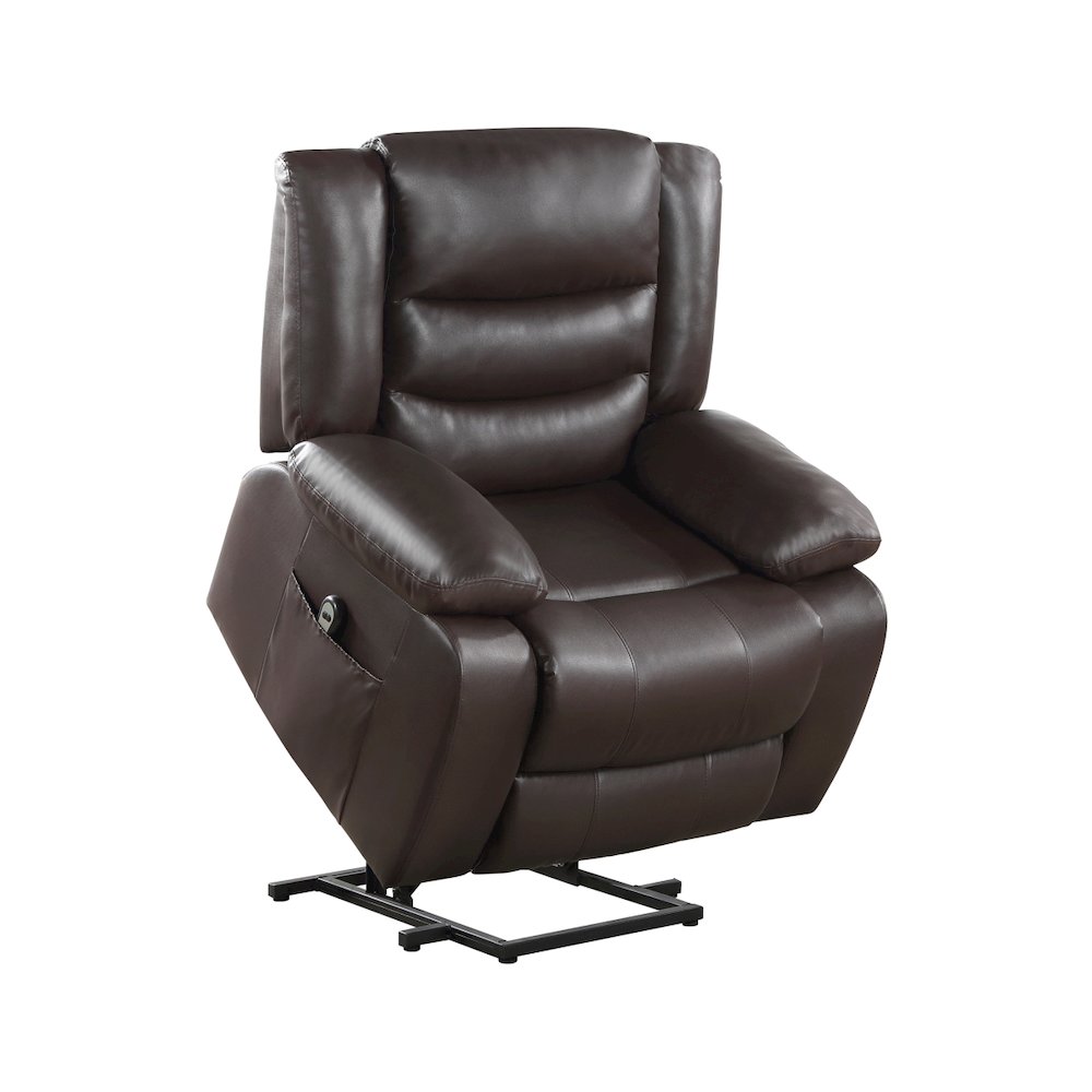 Lexicon Carson Faux Leather Power Lift Chair in Dark Brown