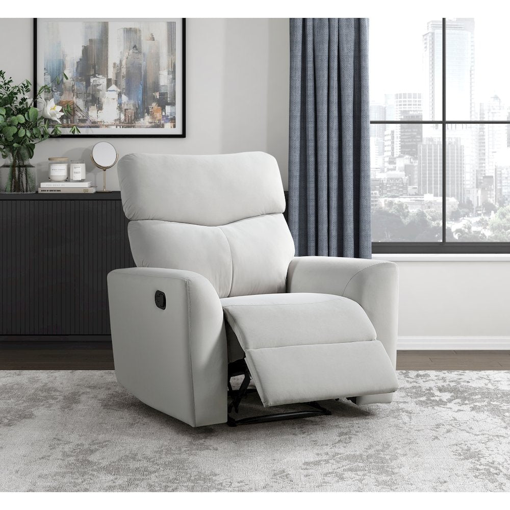Lexicon Preston Velvet Manual Recliner in Gray