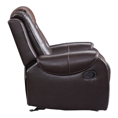 Briscoe Faux Leather Glider Reclining Chair In Light And Dark Brown