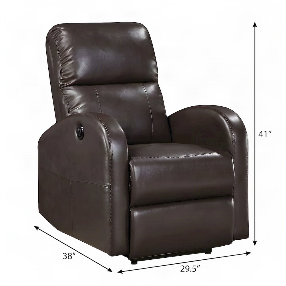 Faux Leather Power Recliner Chair with Electric Recline, Single Seat, Brown