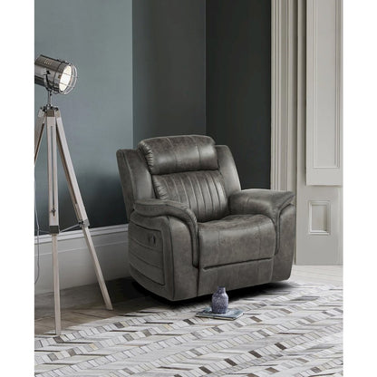Centeroak Microfiber Reclining Chair In Brownish Gray