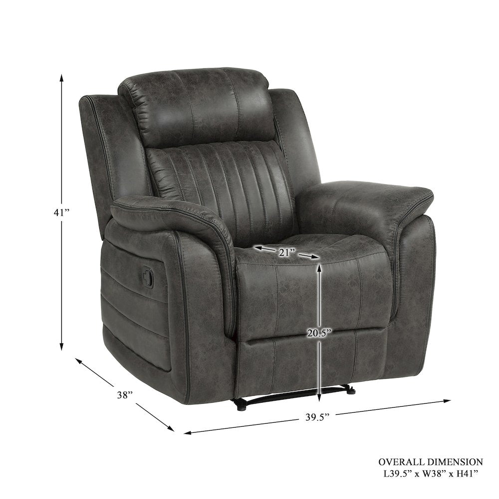Centeroak Microfiber Reclining Chair In Brownish Gray