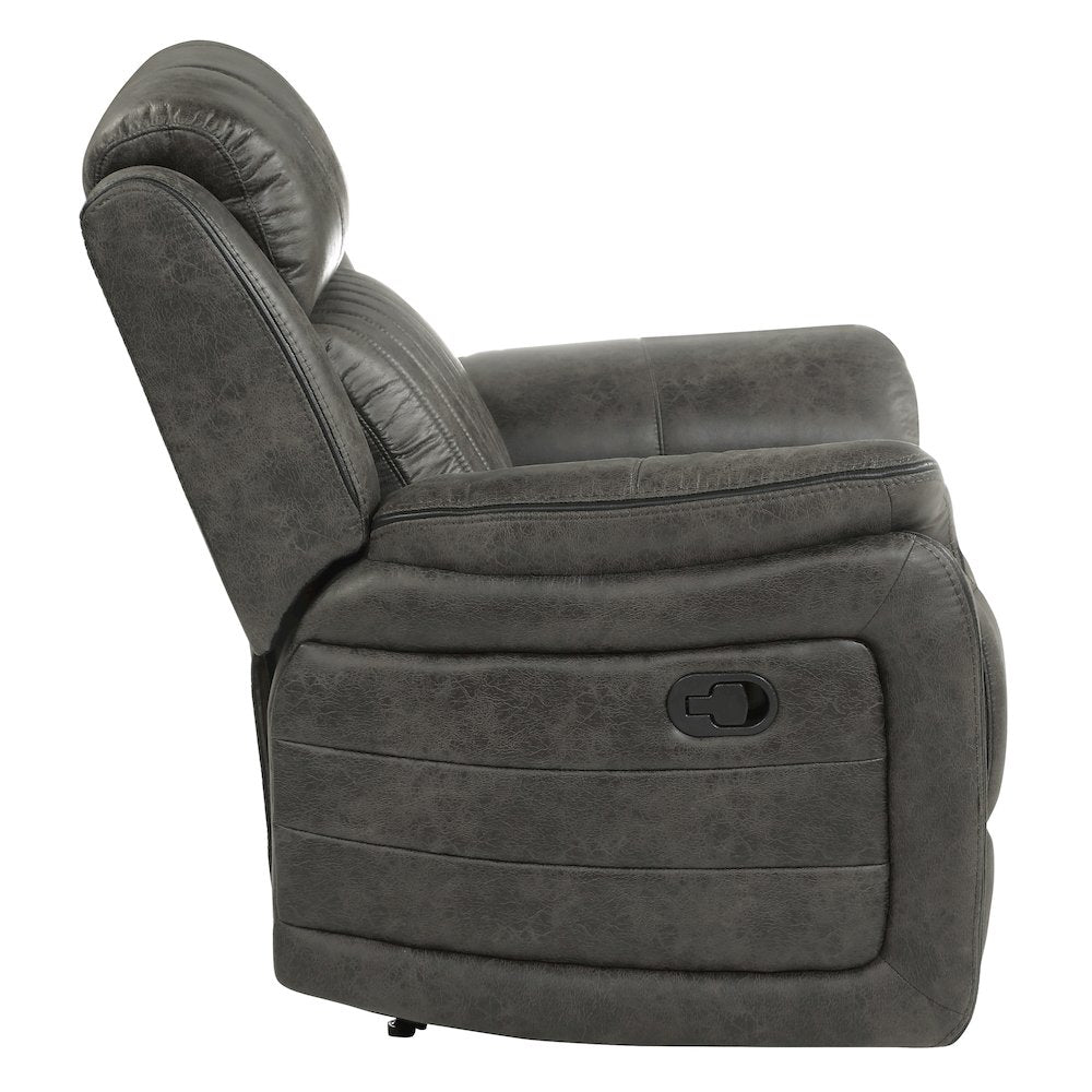 Centeroak Microfiber Reclining Chair In Brownish Gray