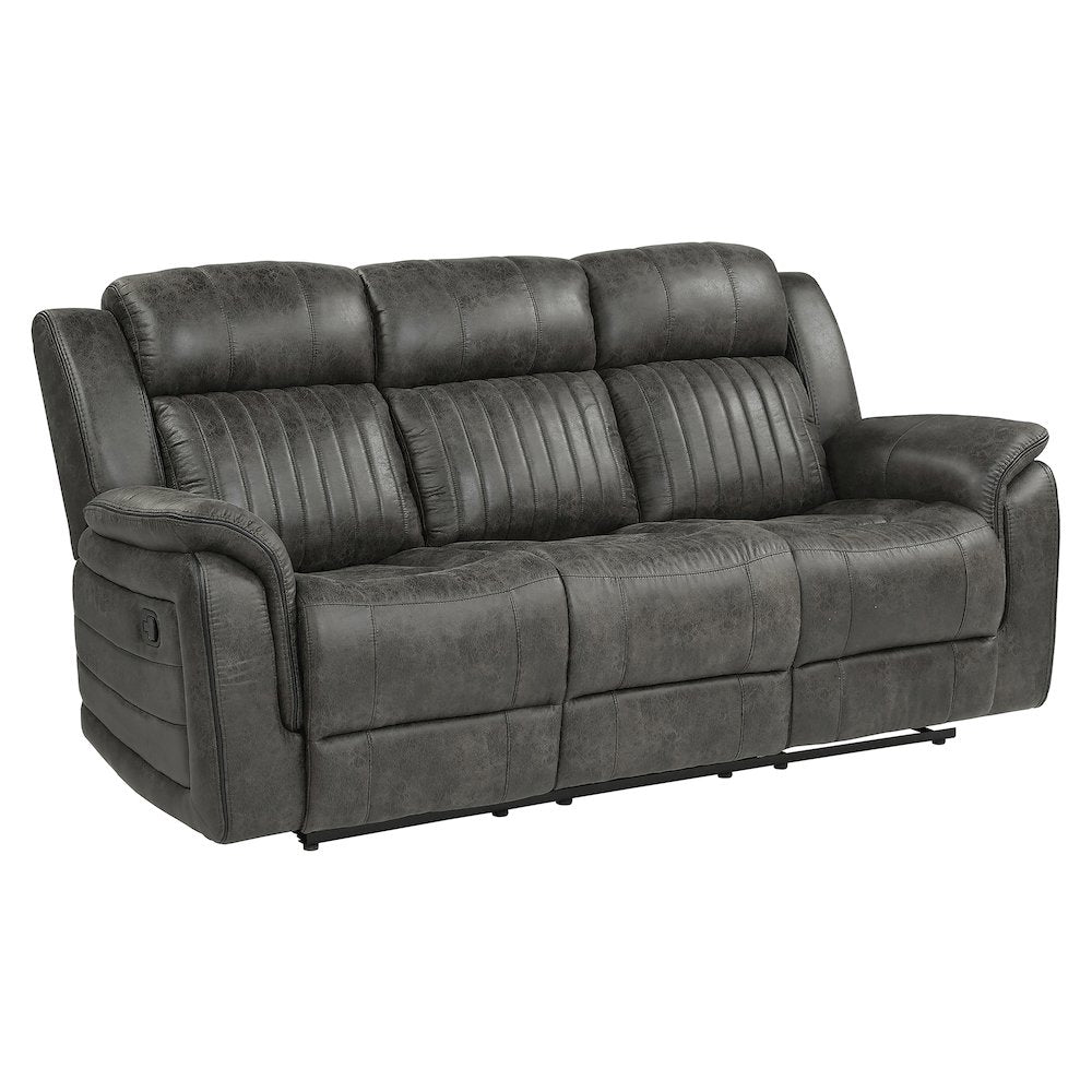 Centeroak Microfiber Double Reclining Sofa In Brownish Gray