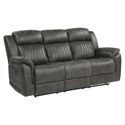 Centeroak Microfiber Double Reclining Sofa In Brownish Gray