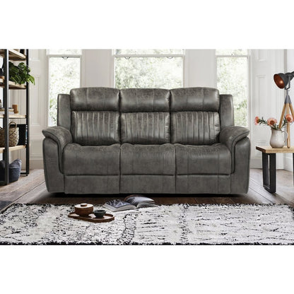 Centeroak Microfiber Double Reclining Sofa In Brownish Gray